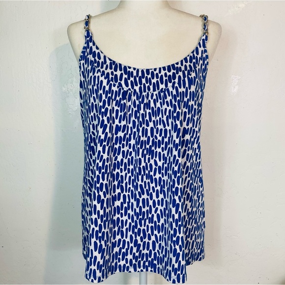 MICHAEL Michael Kors Size Large L Tank Top Blouse with Chain Straps Detail Blue - Picture 1 of 7